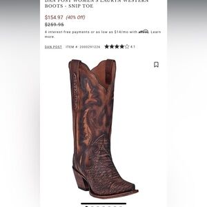 IN SEARCH OF THESE DAN POST WOMEN’S LAURYN WESTERN BOOTS - SNIP TOE SIZE 7/7.5
